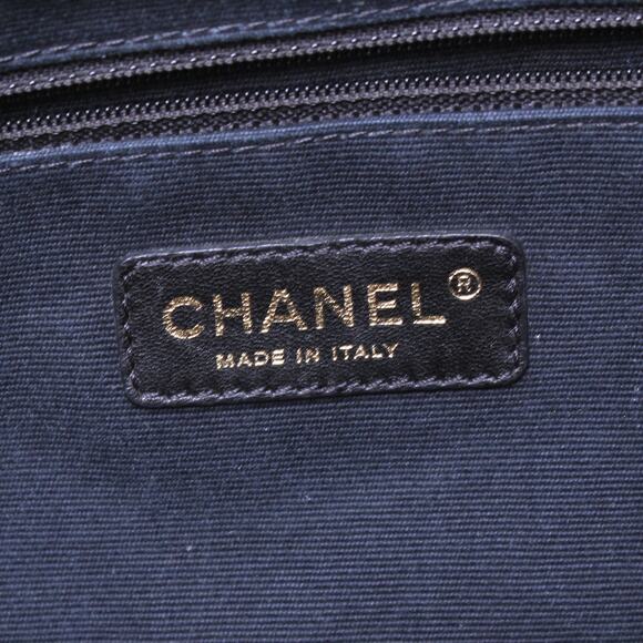 Chanel 2 Way Tote Black Glazed Calfskin Leather Shoulder Handbag Purse A4825 - Picture 2 of 11